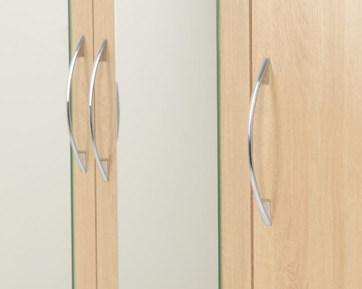 Nevada 3 Door 2 Drawer Mirrored Wardrobe