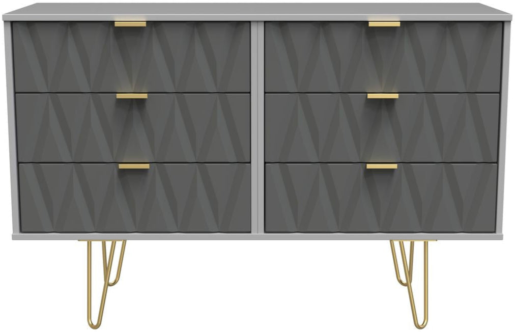 Diamond 6 Drawer Midi Chest with Gold Hairpin Legs