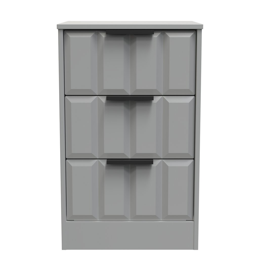 New York 3 Drawer Bedside Table with Black Handles