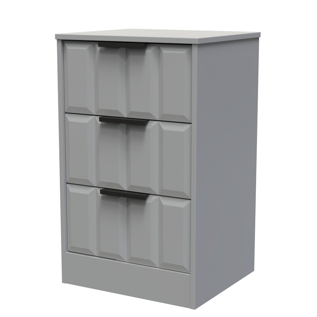 New York 3 Drawer Bedside Table with Black Handles