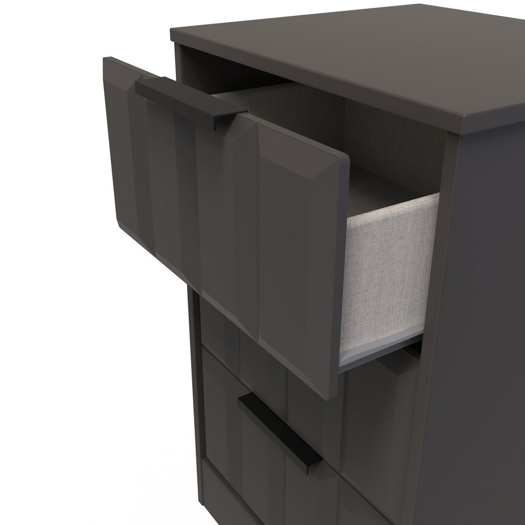 New York 3 Drawer Bedside Table with Black Handles