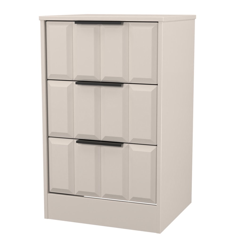 New York 3 Drawer Bedside Table with Black Handles