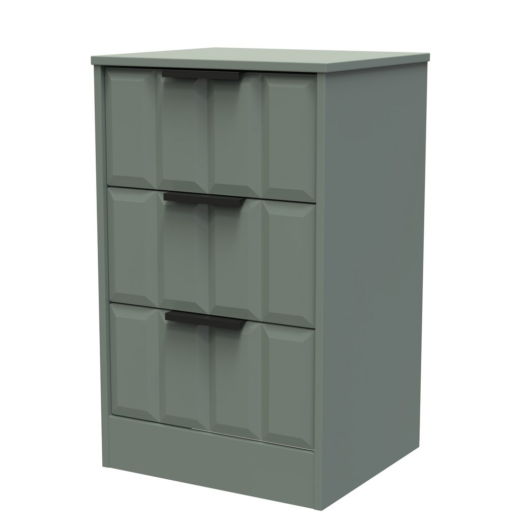 New York 3 Drawer Bedside Table with Black Handles