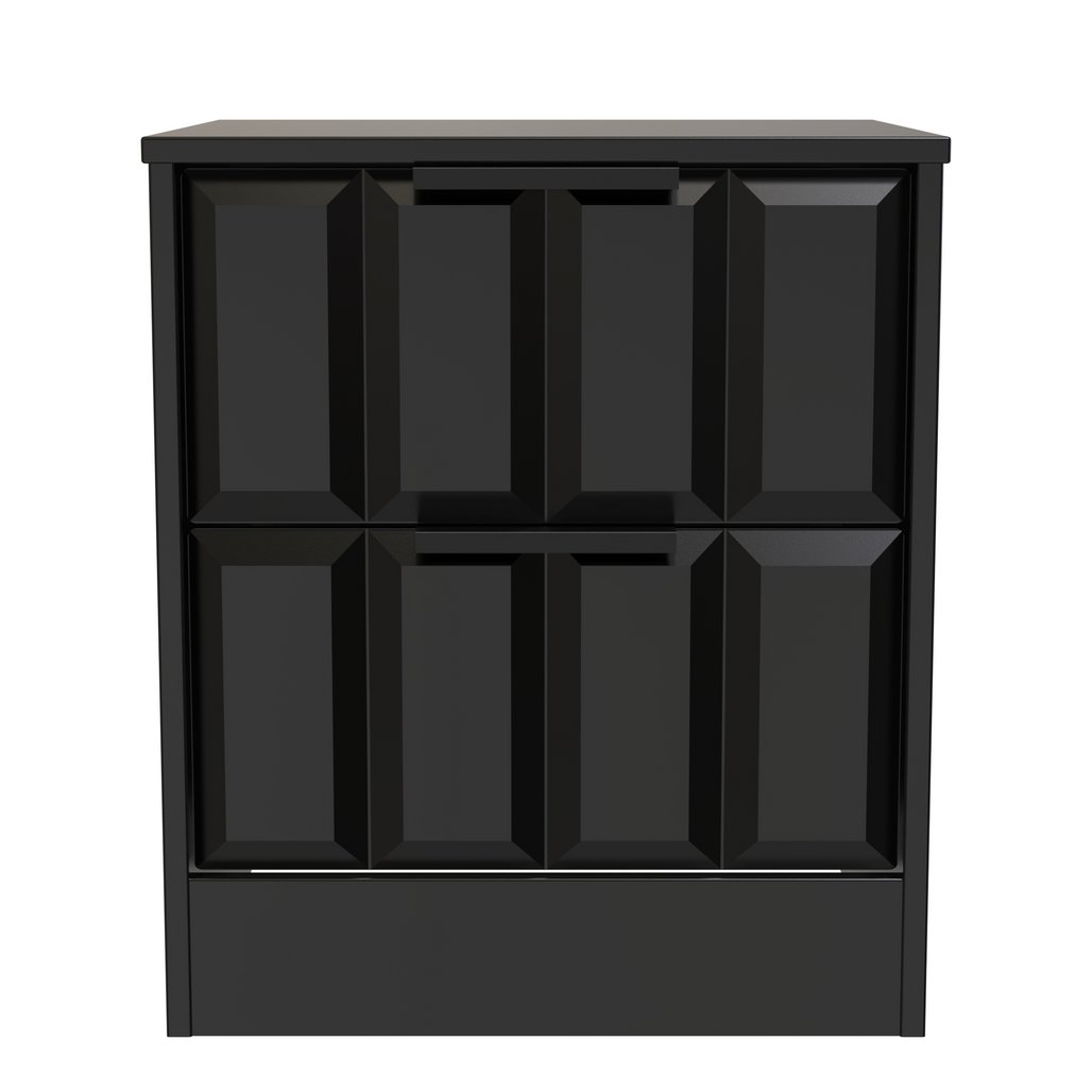 New York 2 Drawer Bedside Cabinet with Black Handles
