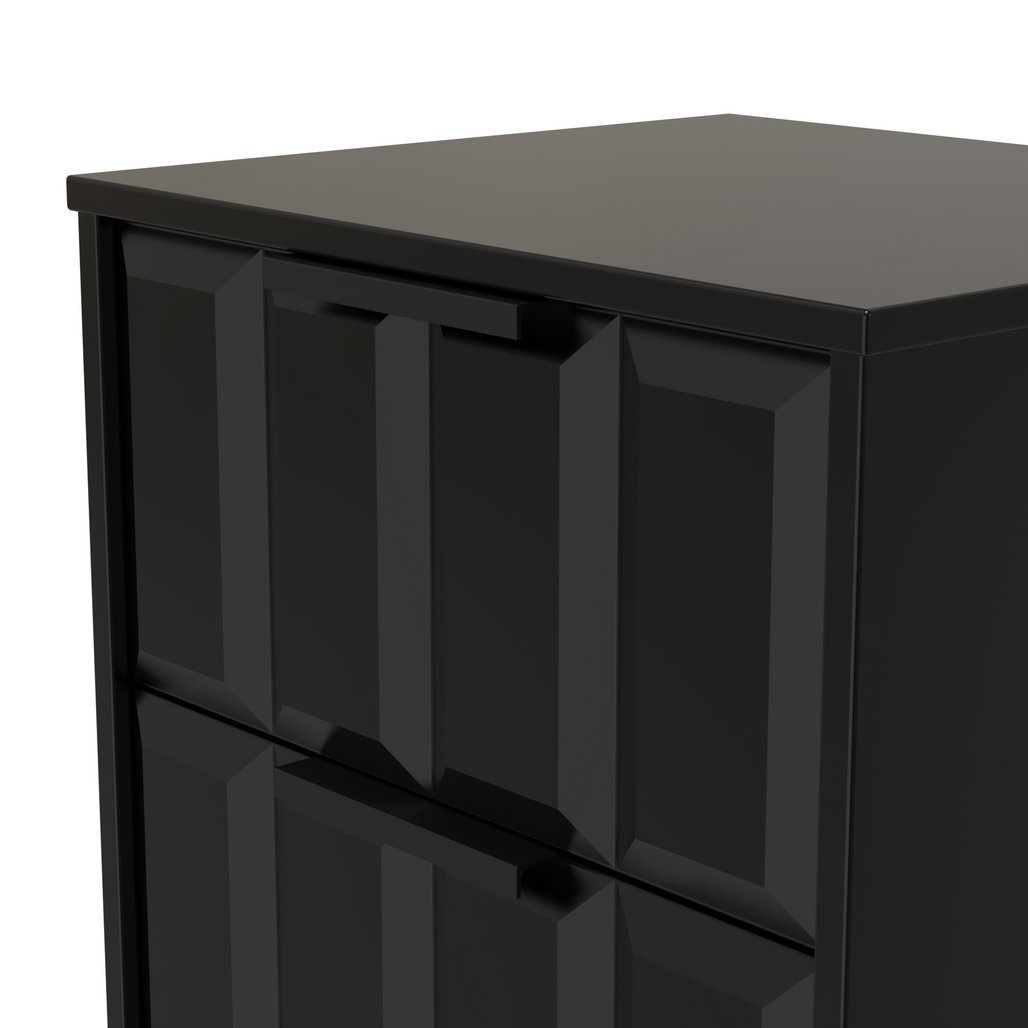 New York 2 Drawer Bedside Cabinet with Black Handles