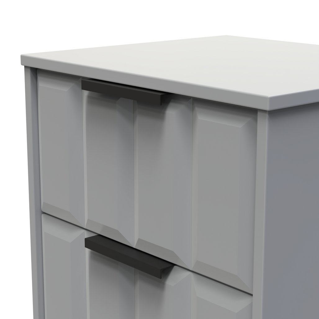 New York 2 Drawer Bedside Cabinet with Black Handles