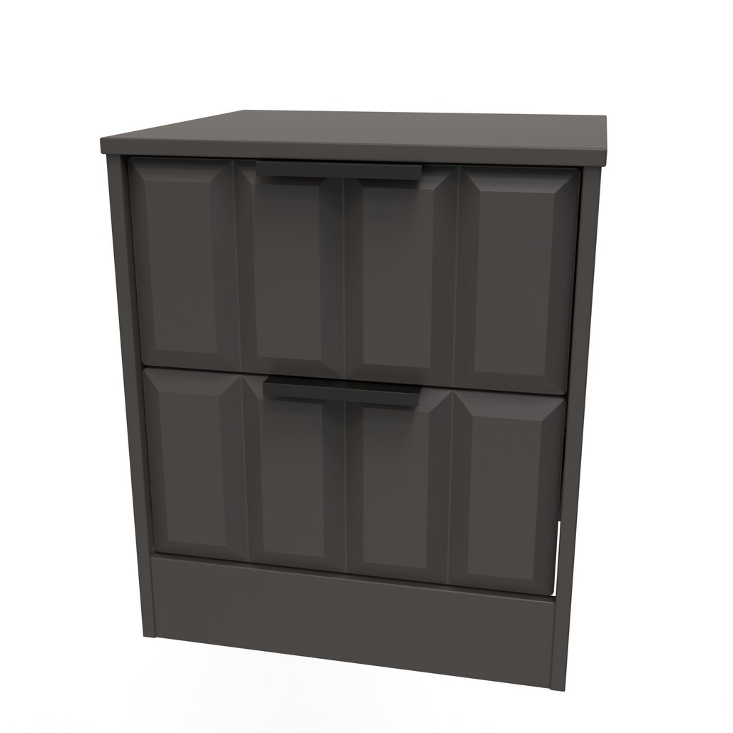 New York 2 Drawer Bedside Cabinet with Black Handles