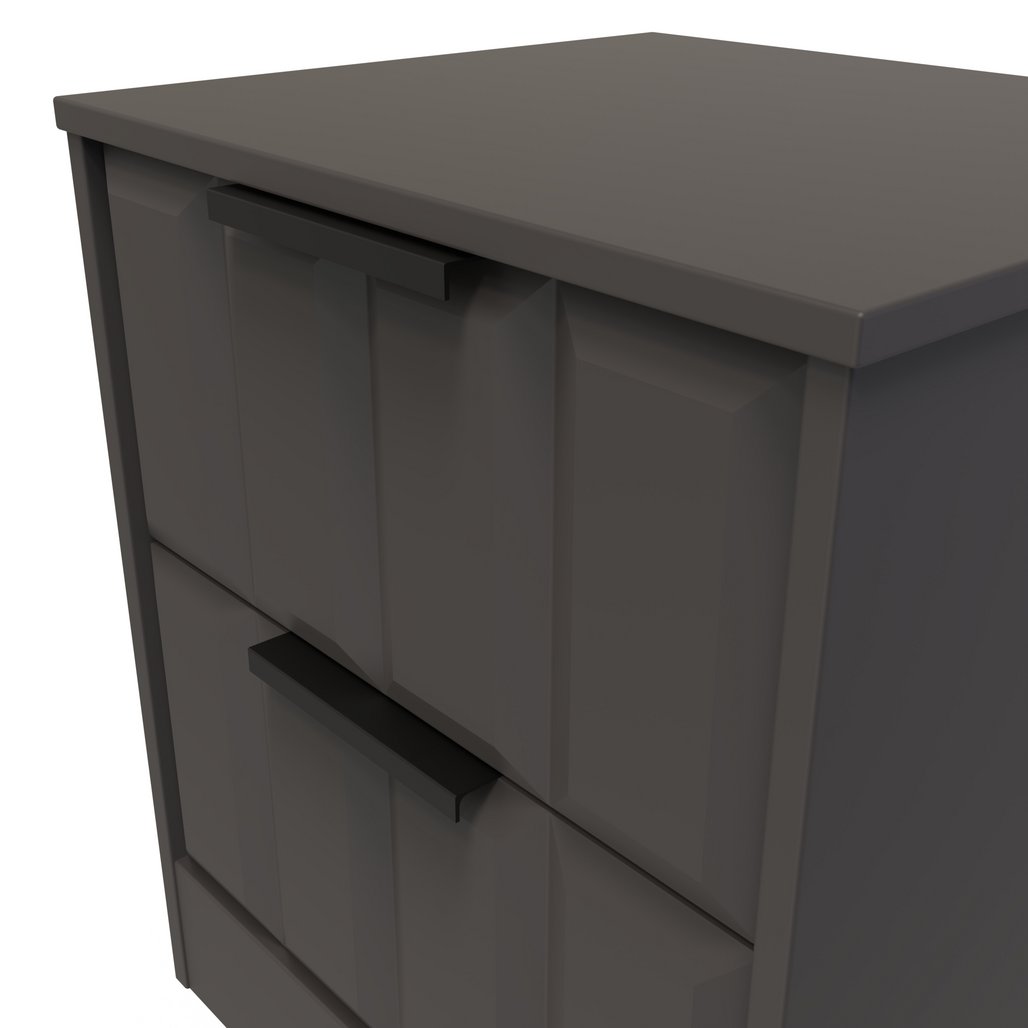 New York 2 Drawer Bedside Cabinet with Black Handles