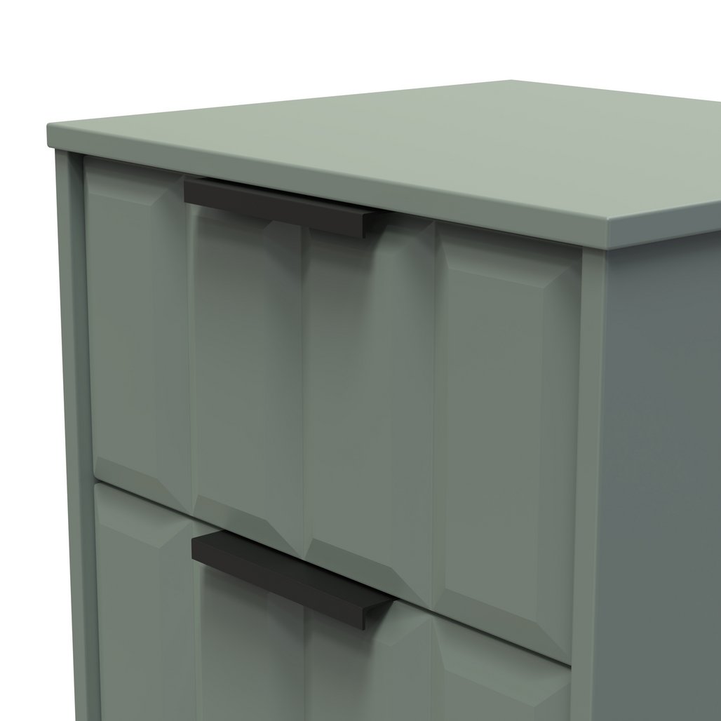 New York 2 Drawer Bedside Cabinet with Black Handles