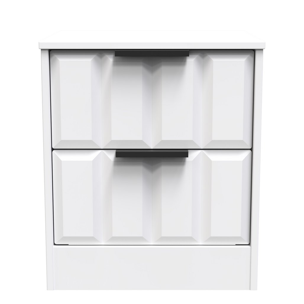 New York 2 Drawer Bedside Cabinet with Black Handles