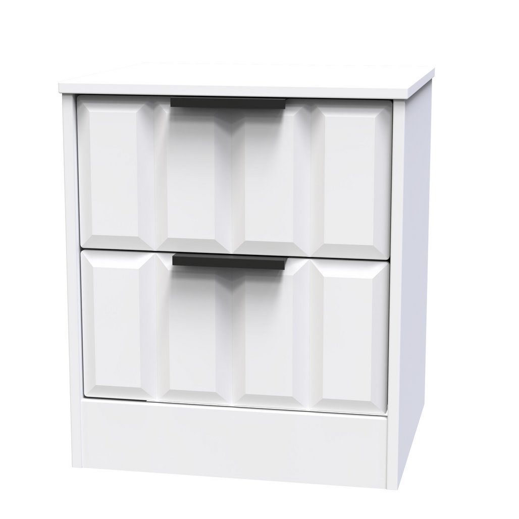 New York 2 Drawer Bedside Cabinet with Black Handles
