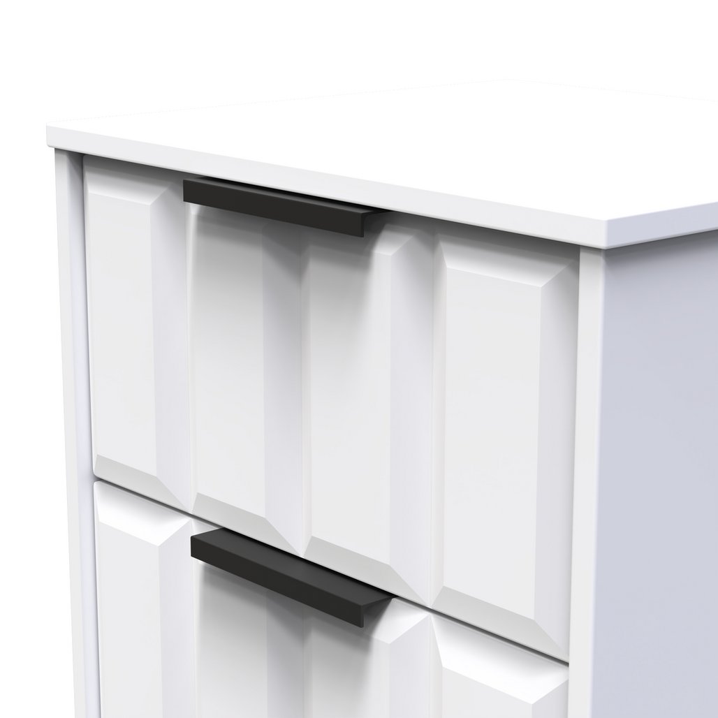 New York 2 Drawer Bedside Cabinet with Black Handles