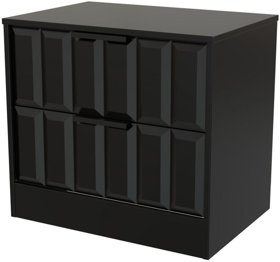 New York 2 Drawer Midi Chest with Black Handles