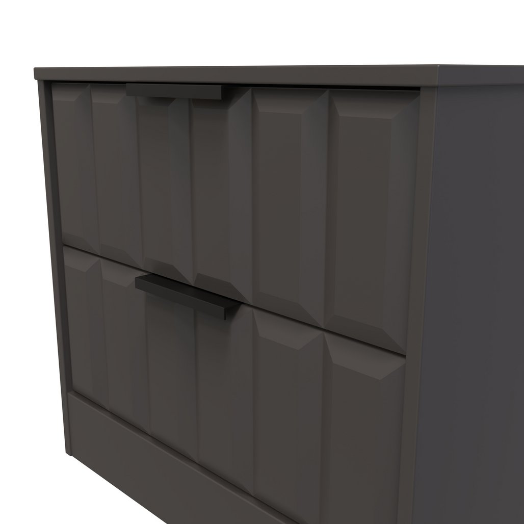 New York 2 Drawer Midi Chest with Black Handles