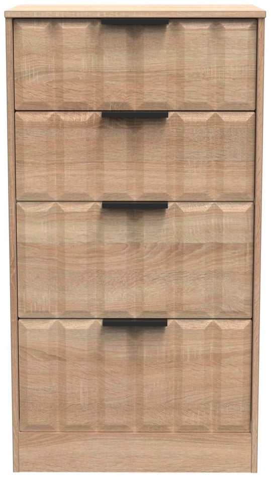 New York 4 Drawer Deep Midi Chest with Black Handles