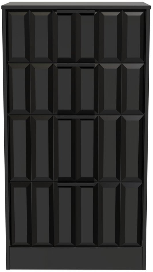 New York 4 Drawer Deep Midi Chest with Black Handles