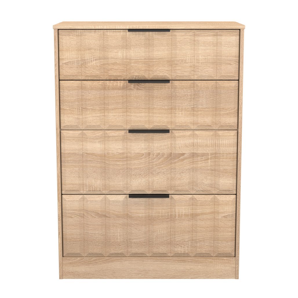 New York 4 Drawer Deep Chest with Black Handles