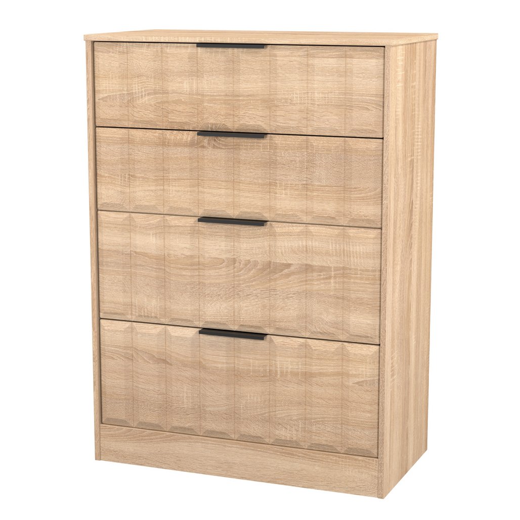 New York 4 Drawer Deep Chest with Black Handles