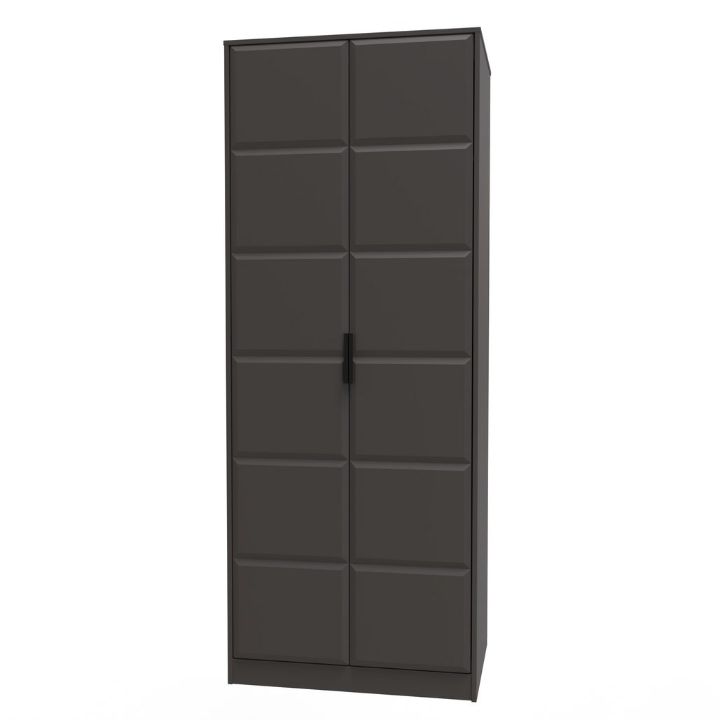 New York Tall 2 Door Double Wardrobe with Black Handles