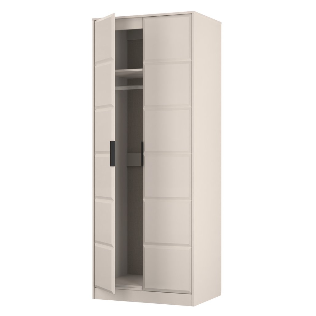 New York Tall 2 Door Double Wardrobe with Black Handles