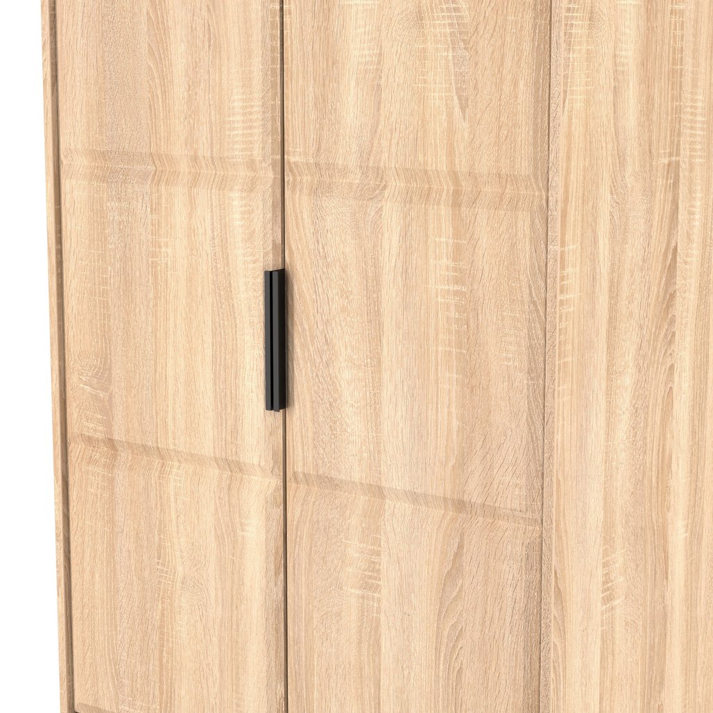 New York Tall 2 Door 2 Drawer Double Wardrobe with Black Handles