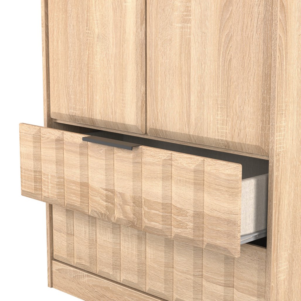 New York Tall 2 Door 2 Drawer Double Wardrobe with Black Handles