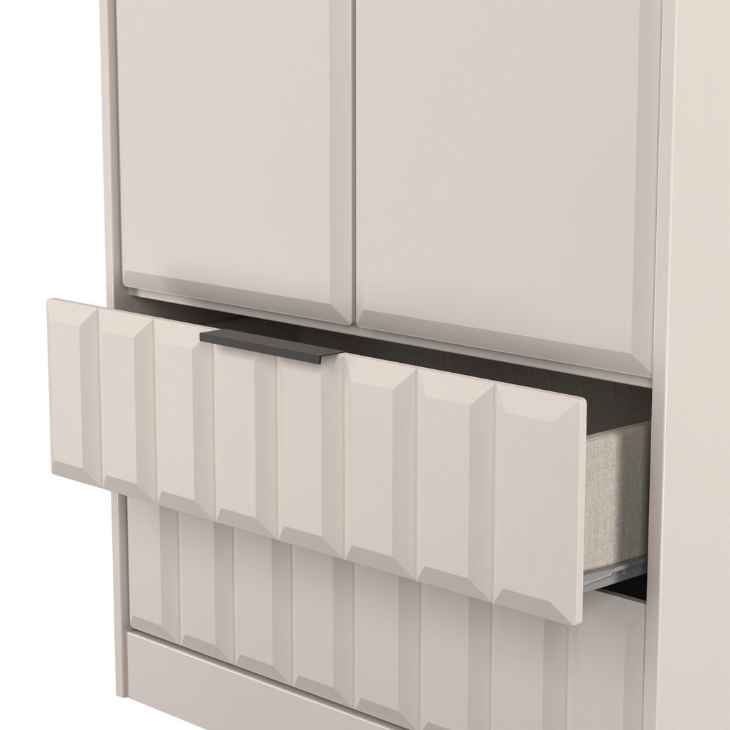 New York Tall 2 Door 2 Drawer Double Wardrobe with Black Handles