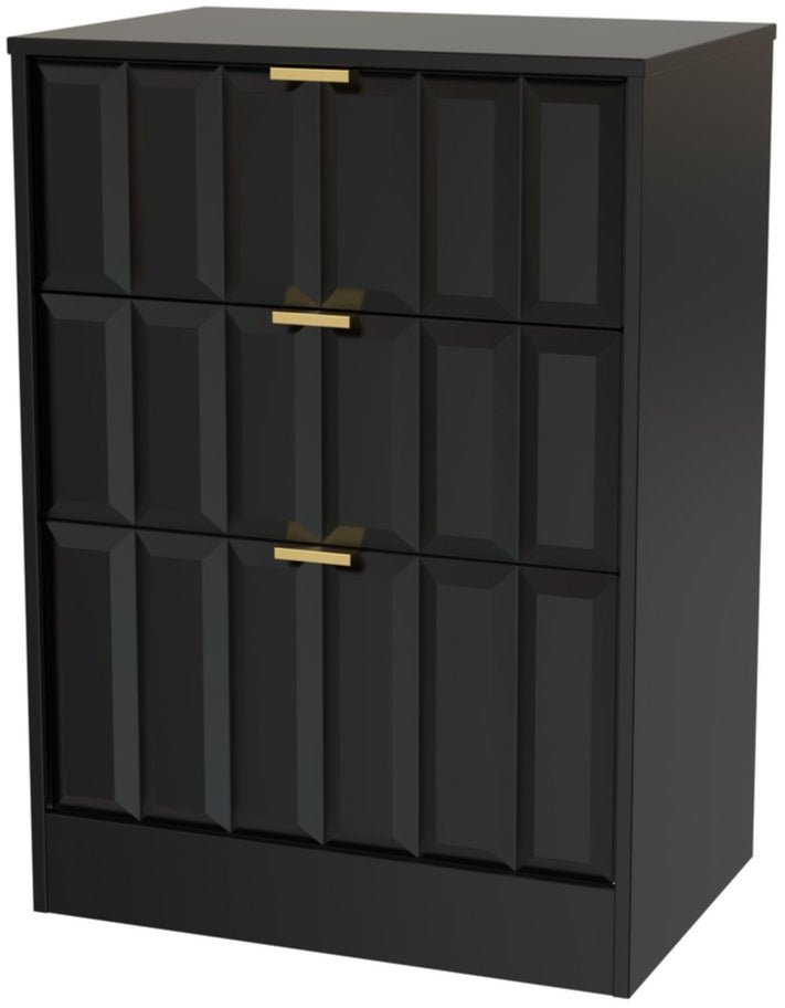 New York 3 Drawer Deep Midi Chest with Gold Handles