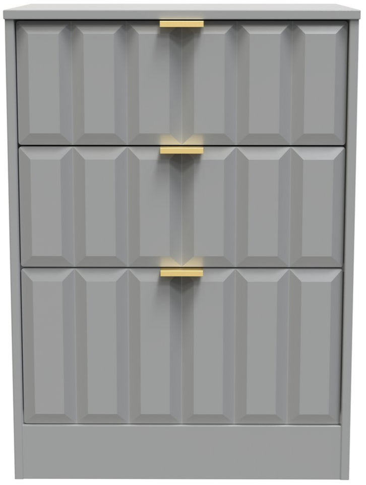 New York 3 Drawer Deep Midi Chest with Gold Handles
