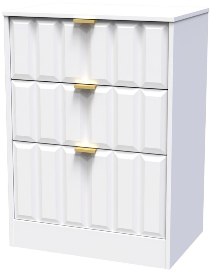 New York 3 Drawer Deep Midi Chest with Gold Handles