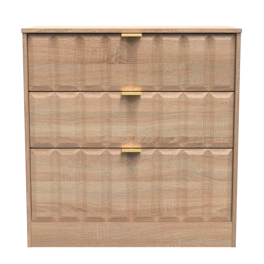 New York 3 Drawer Deep Chest with Gold Handles
