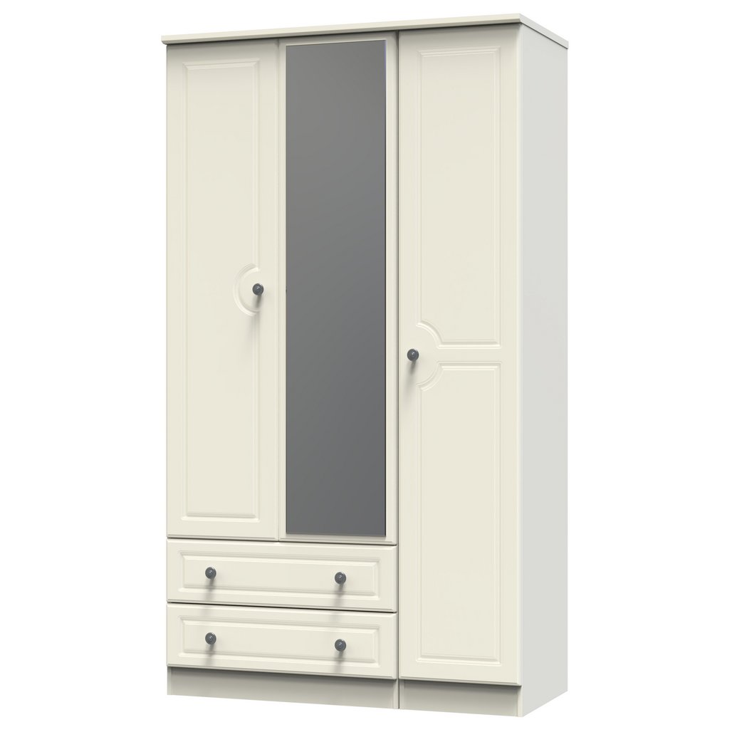 Pembroke 3 Door 2 Drawer Tall Mirrored Triple Wardrobe