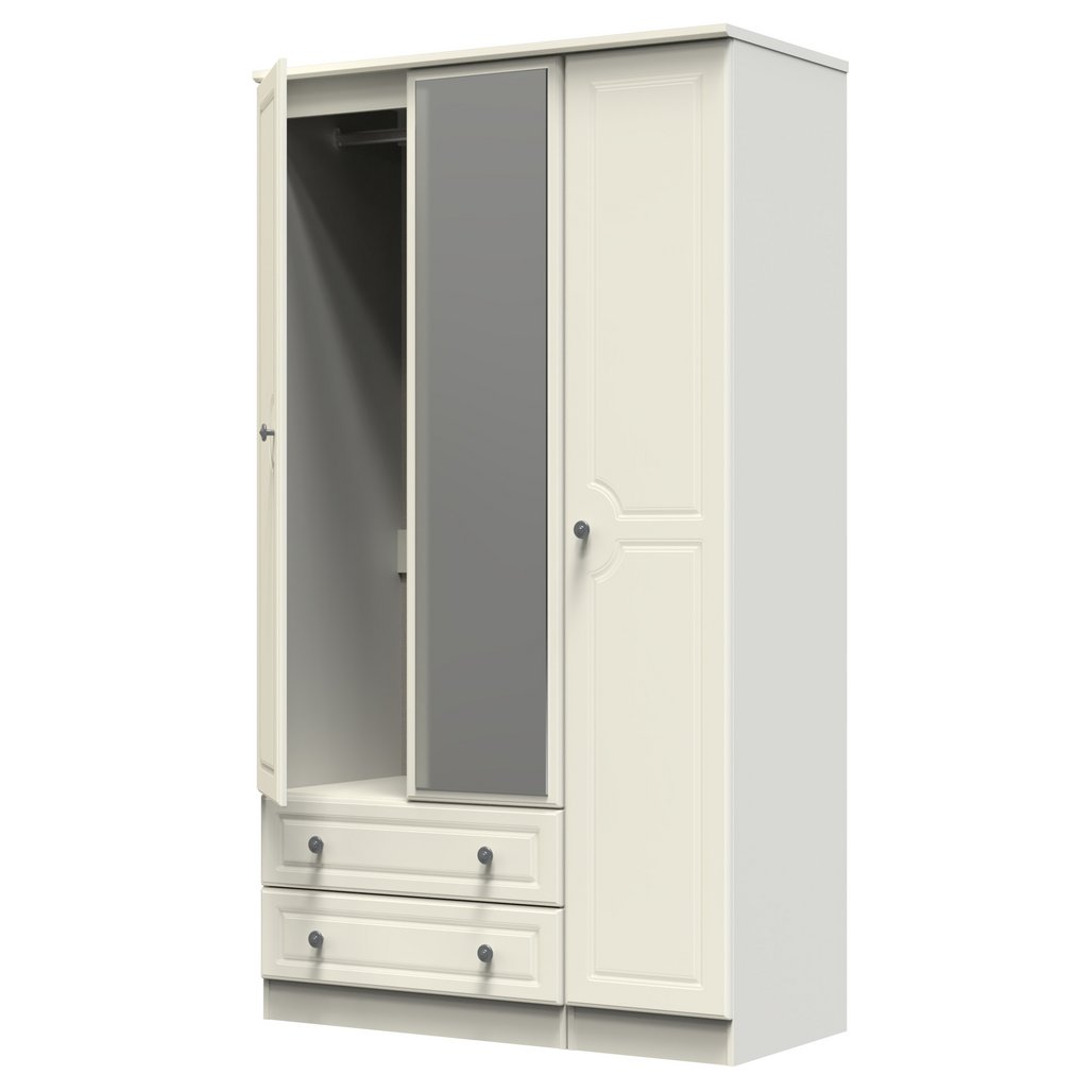 Pembroke 3 Door 2 Drawer Tall Mirrored Triple Wardrobe