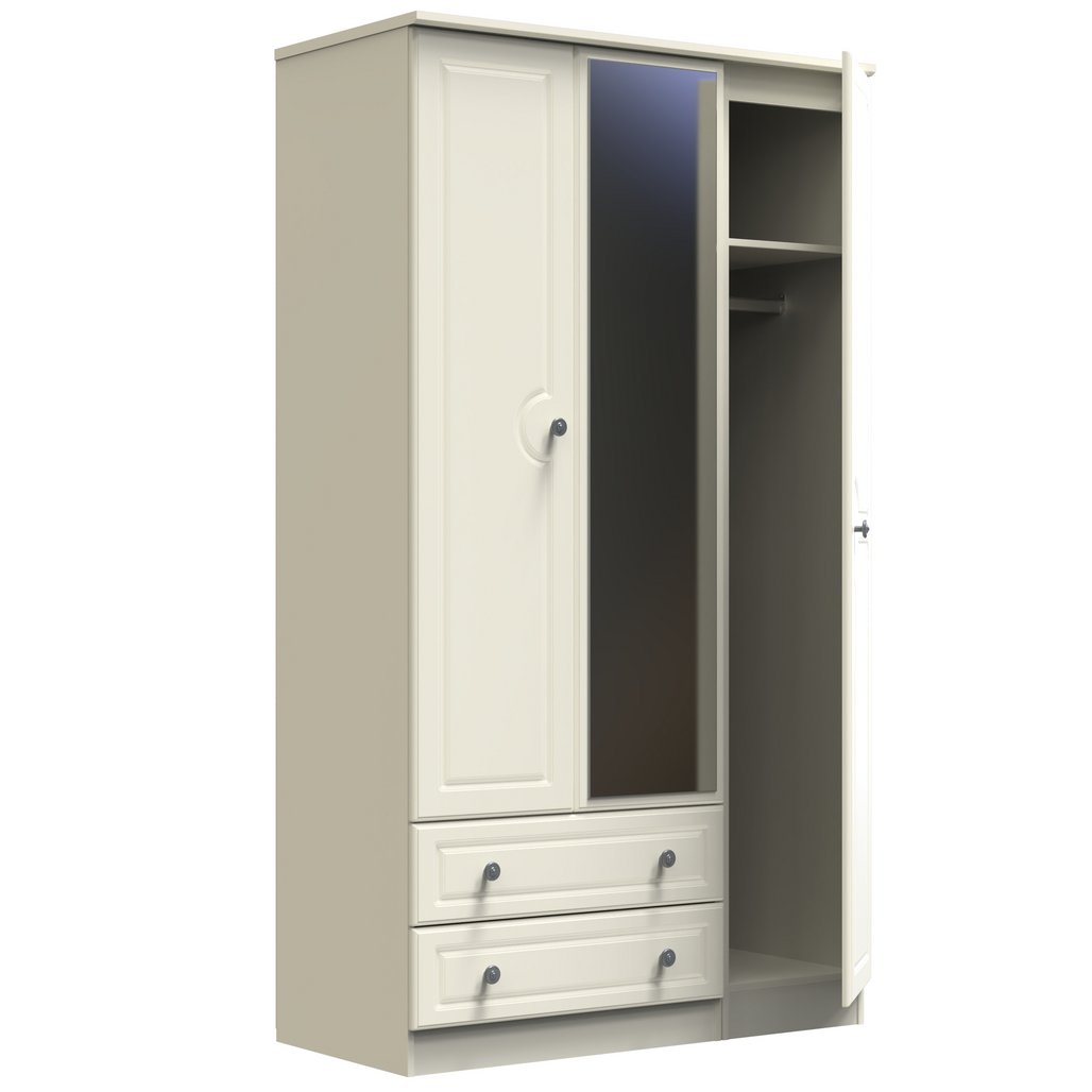Pembroke 3 Door 2 Drawer Tall Mirrored Triple Wardrobe