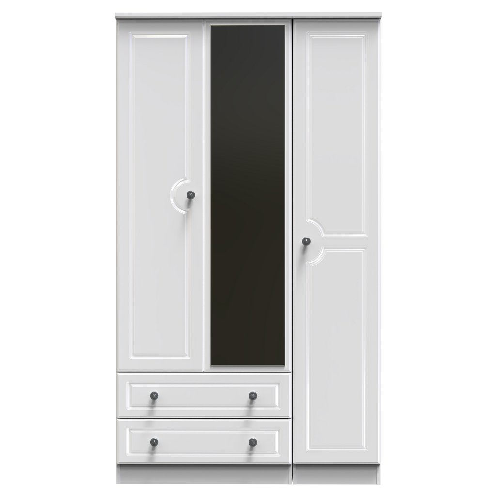 Pembroke 3 Door 2 Drawer Tall Mirrored Triple Wardrobe
