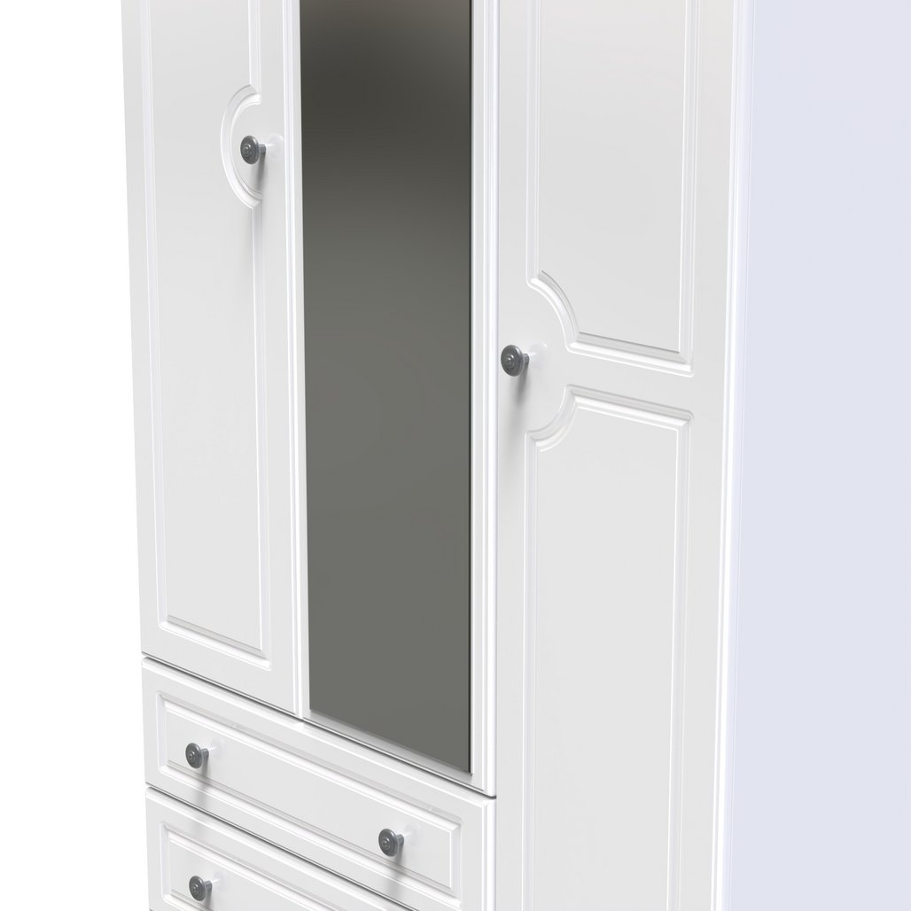 Pembroke 3 Door 2 Drawer Tall Mirrored Triple Wardrobe