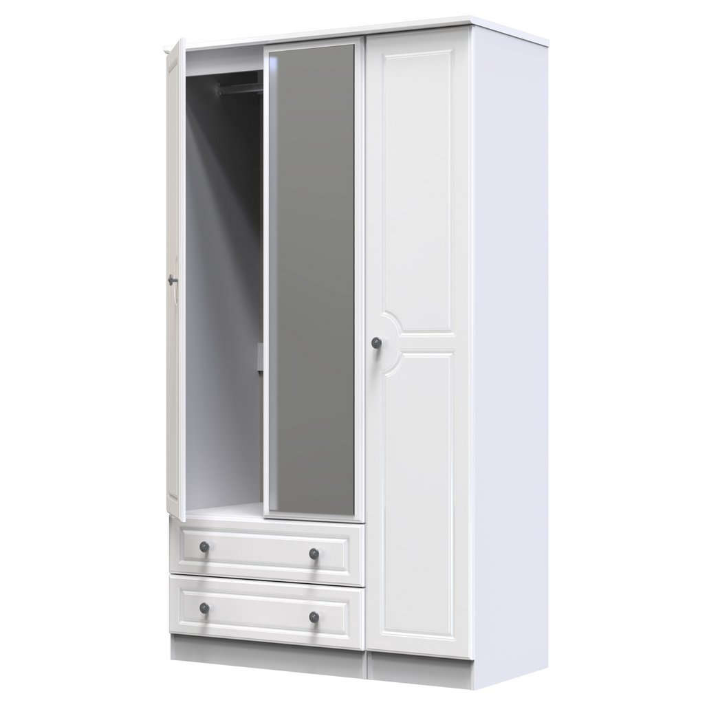 Pembroke 3 Door 2 Drawer Tall Mirrored Triple Wardrobe