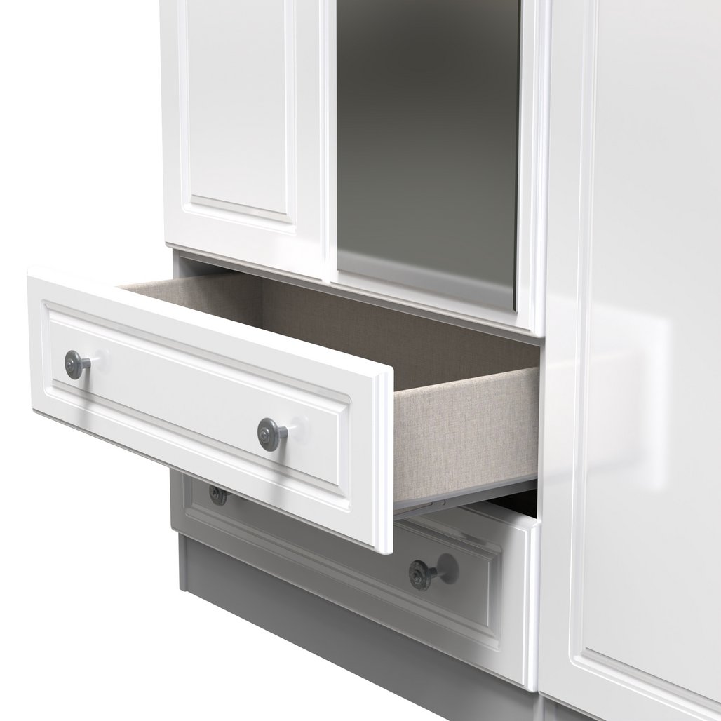 Pembroke 3 Door 2 Drawer Tall Mirrored Triple Wardrobe