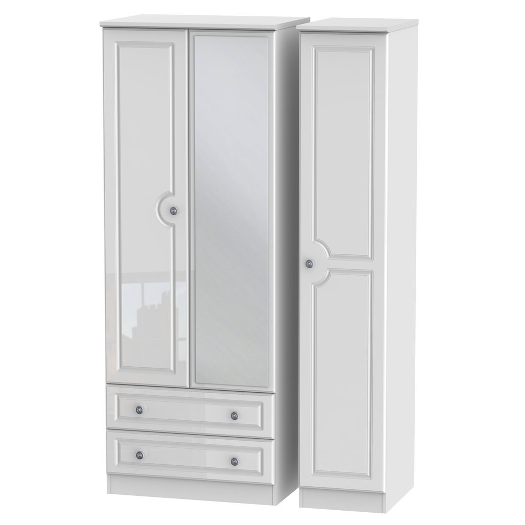 Pembroke 3 Door 2 Drawer Tall Mirrored Triple Wardrobe