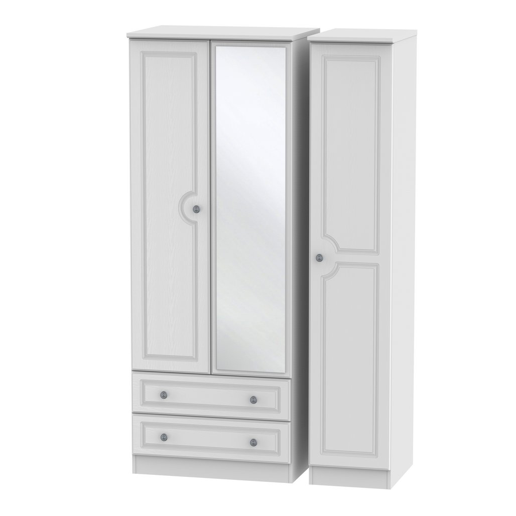 Pembroke 3 Door 2 Drawer Tall Mirrored Triple Wardrobe