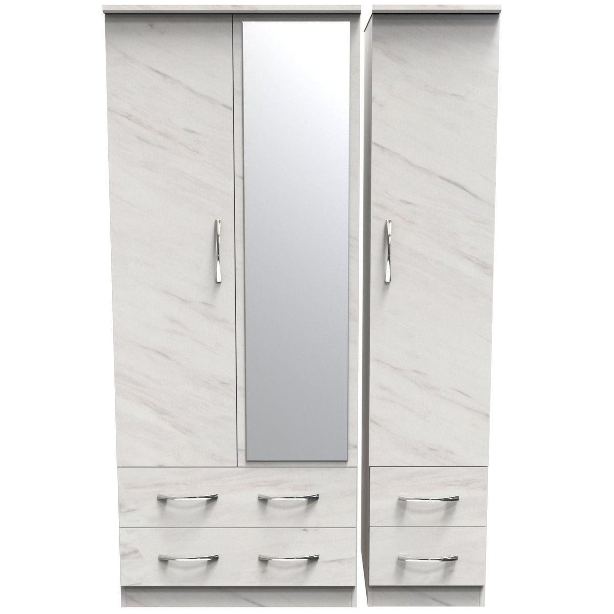Avon Mirrored 4 Drawer 3 Door Triple Wardrobe