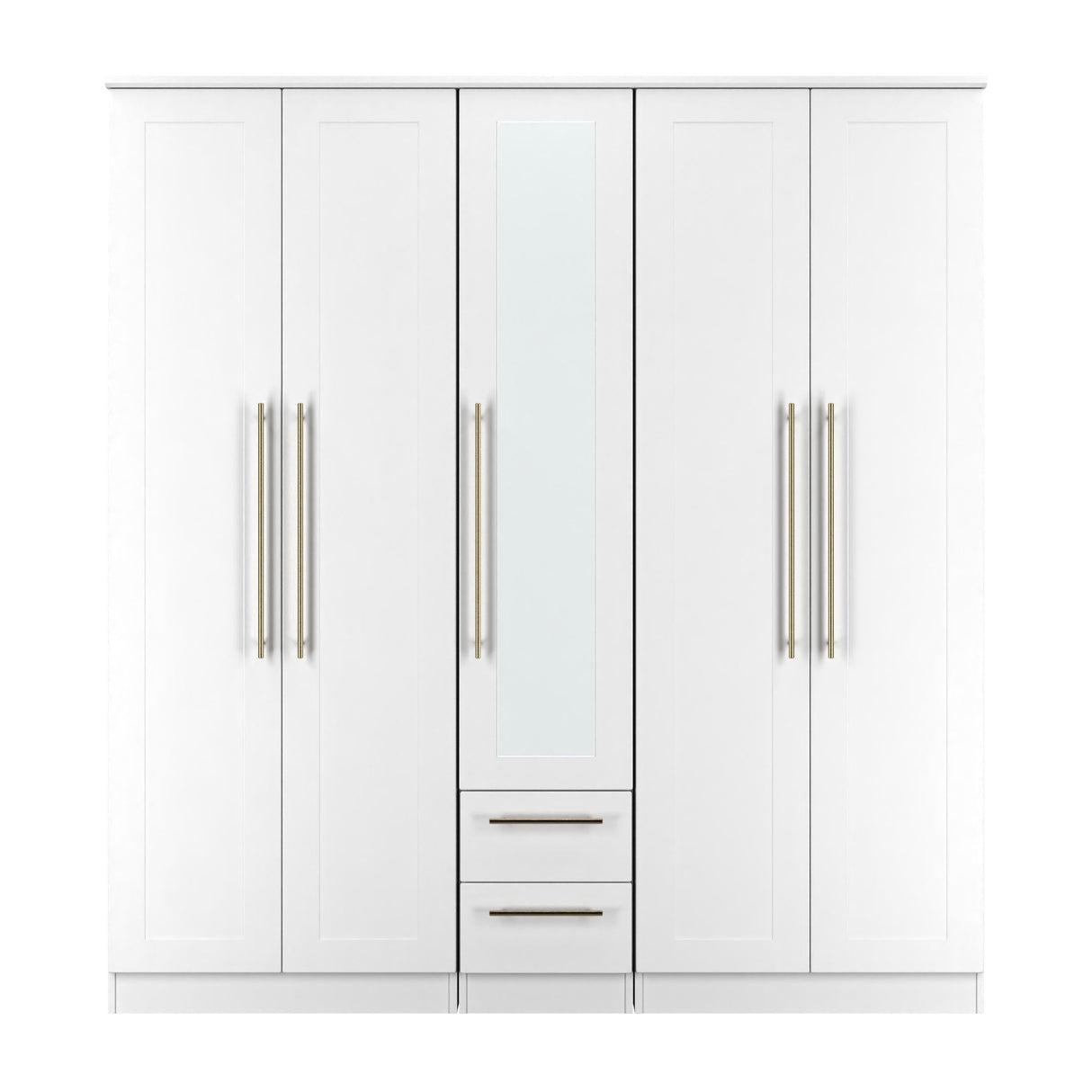 Haworth Tall 5 Door 2 Drawer Mirrored Wardrobe
