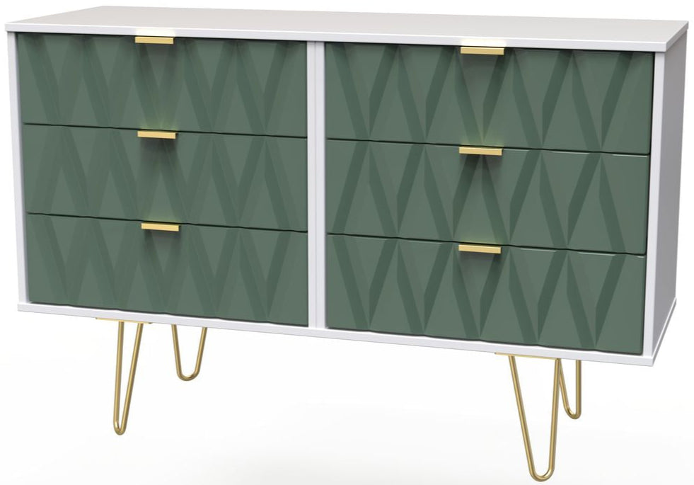Diamond 6 Drawer Midi Chest with Gold Hairpin Legs