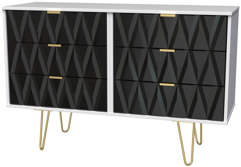 Diamond 6 Drawer Midi Chest with Gold Hairpin Legs