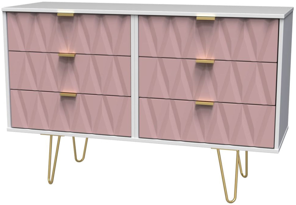 Diamond 6 Drawer Midi Chest with Gold Hairpin Legs
