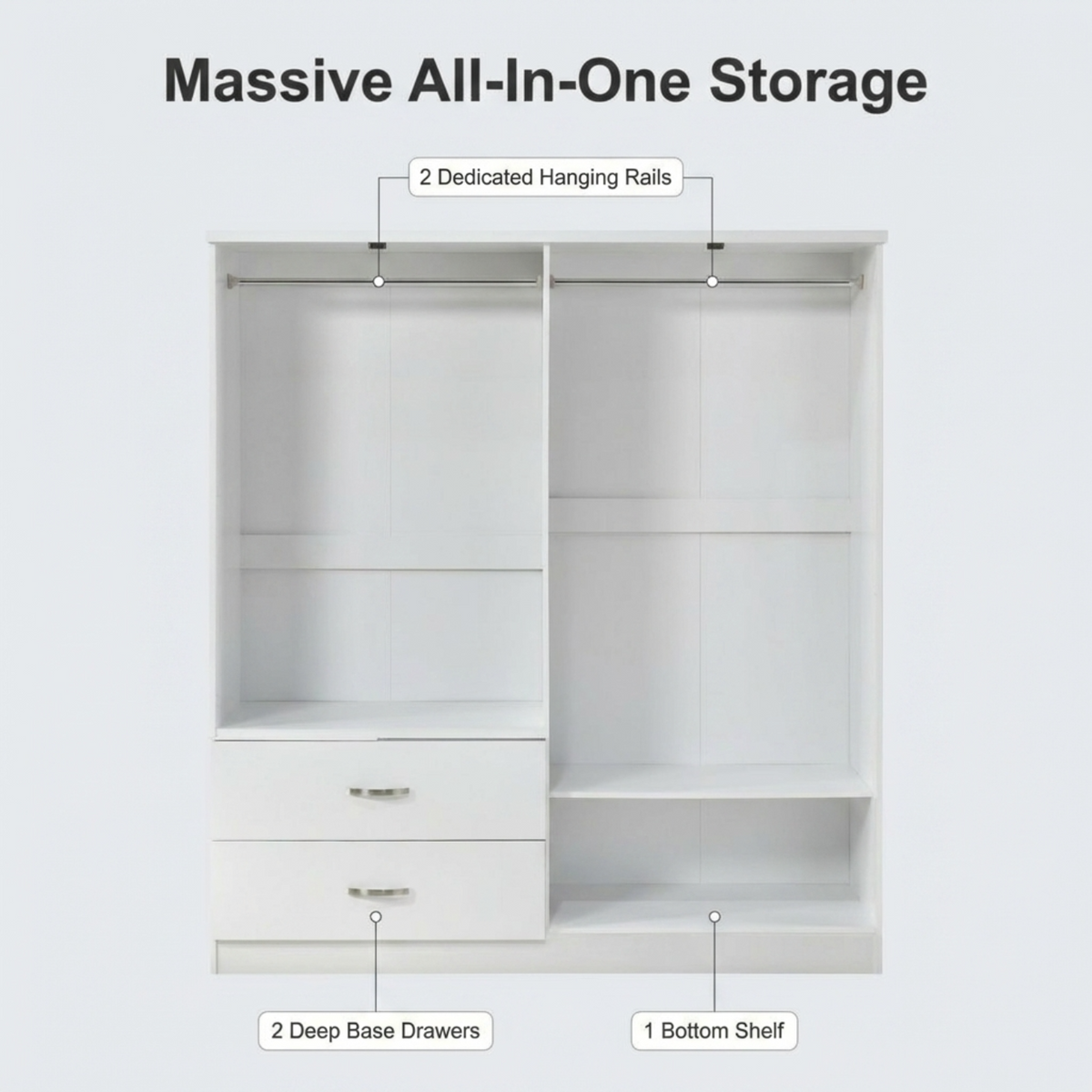 Paddington 4 Door 2 Drawer Mirrored Wardrobe