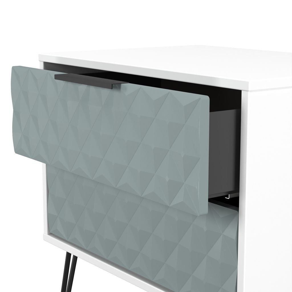 Harlequin 2 Drawer Midi Chest with Black Hairpin Legs