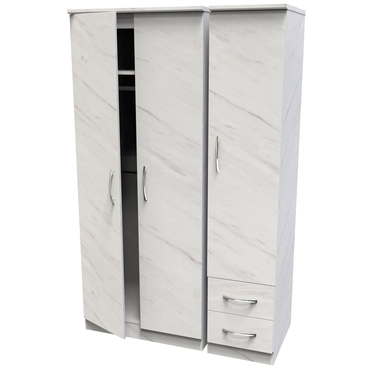 Avon 2 Drawer 3 Door Triple Plain Wardrobe