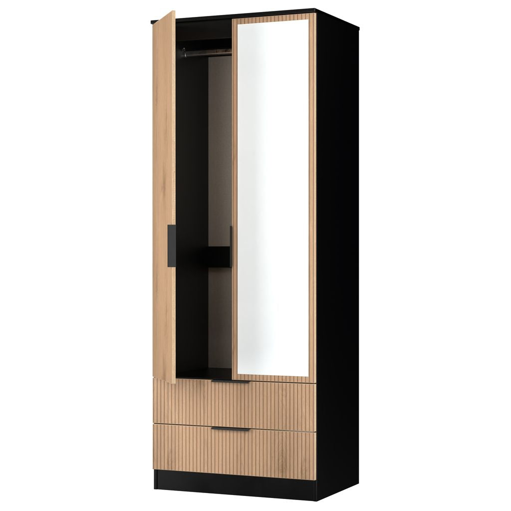 Java Tall Mirrored 2 Drawer 2 Door Double Wardrobe