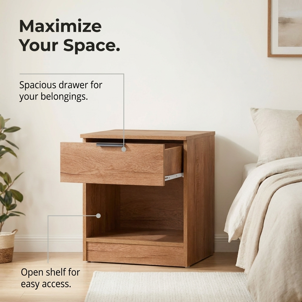 Richmond 1 Drawer Bedside Table